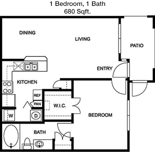 680 sq ft floorplan layout