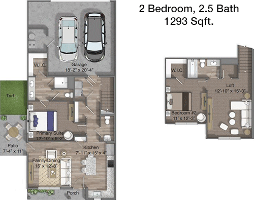 1,293 sq ft floorplan layout