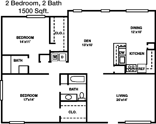 1,500 sq ft floorplan layout
