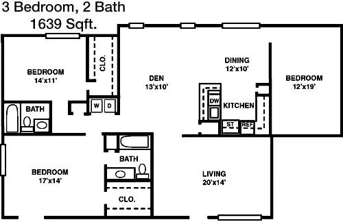 1,639 sq ft floorplan layout