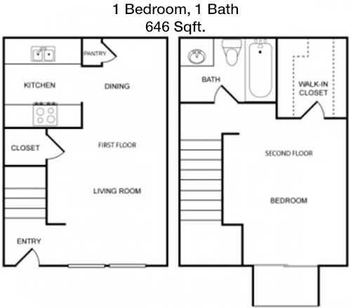 646 sq ft floorplan layout