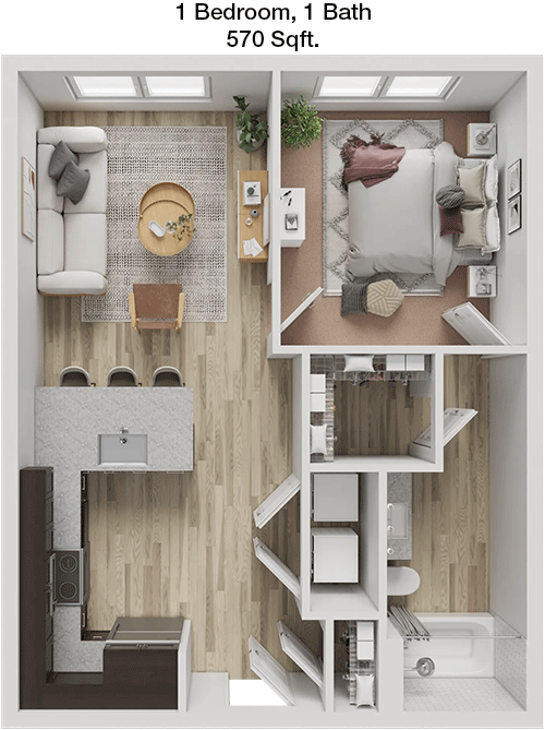 570 sq ft floorplan layout