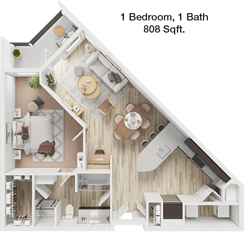 808 sq ft floorplan layout