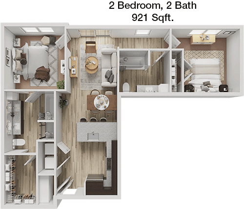 921 sq ft floorplan layout