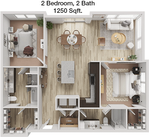 1,250 sq ft floorplan layout