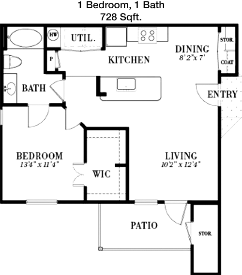 728 sq ft floorplan layout