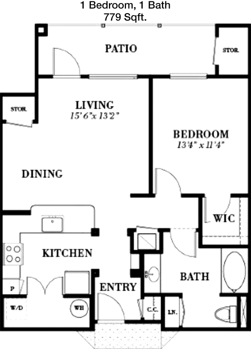779 sq ft floorplan layout