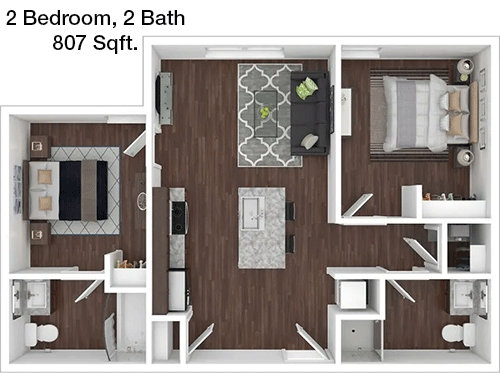 807 sq ft floorplan layout