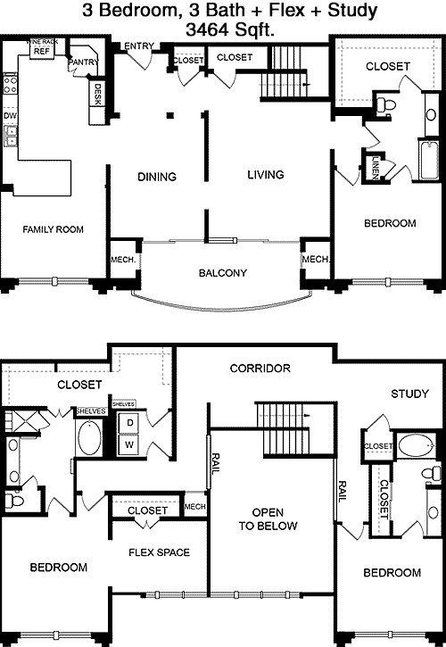 3,464 sq ft floorplan layout