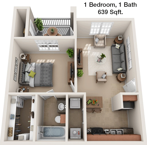 639 sq ft floorplan layout