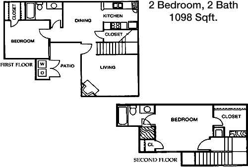 1,098 sq ft floorplan layout