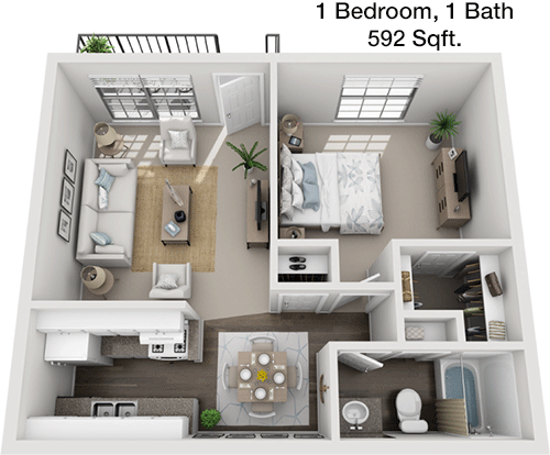 592 sq ft floorplan layout