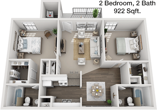 922 sq ft floorplan layout