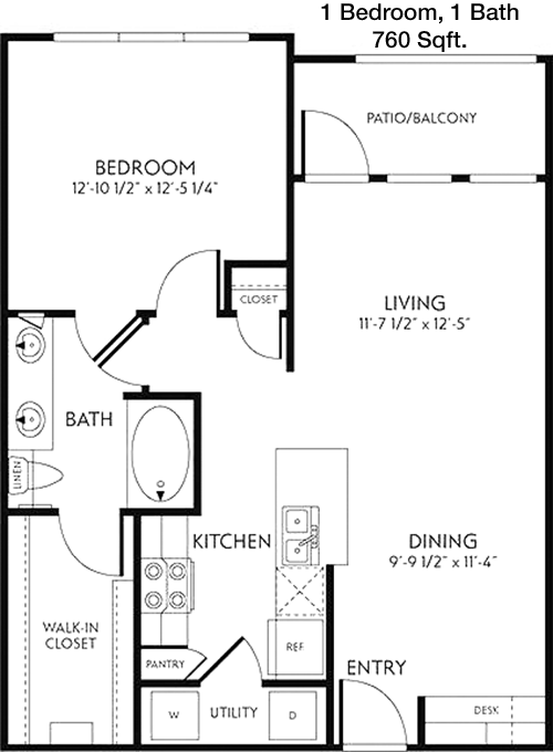 760 sq ft floorplan layout