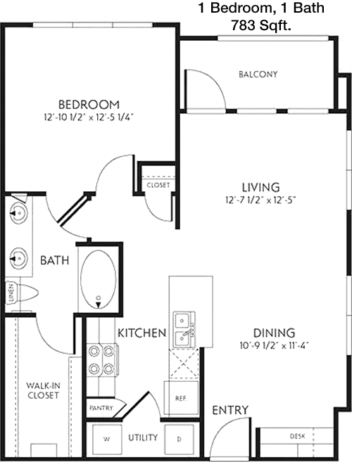 783 sq ft floorplan layout