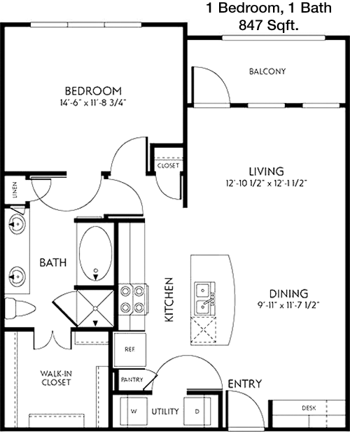 847 sq ft floorplan layout