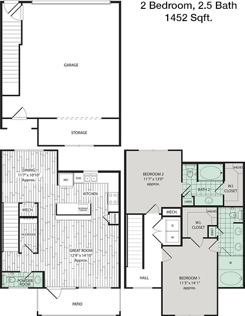 1,452 sq ft floorplan layout