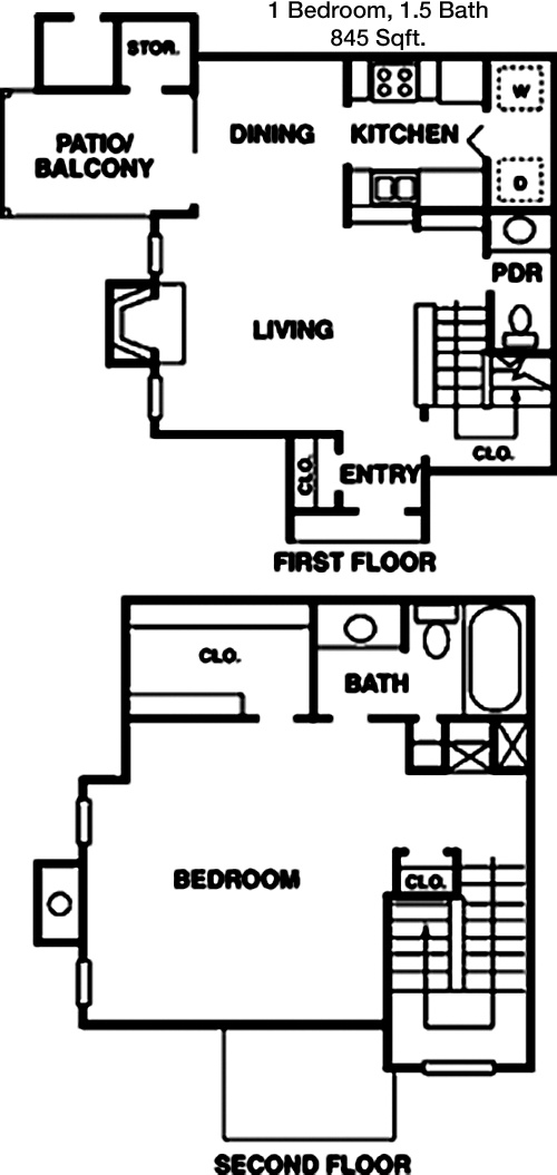 845 sq ft floorplan layout