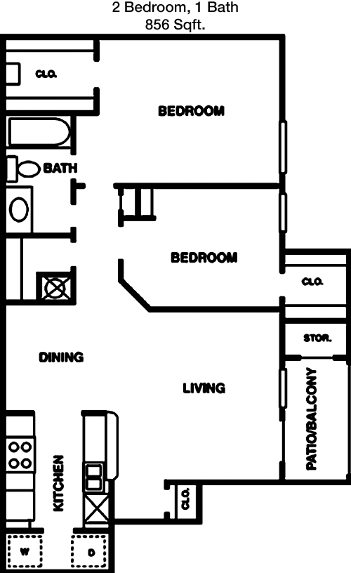 856 sq ft floorplan layout