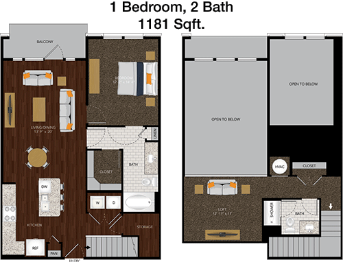 1,181 sq ft floorplan layout