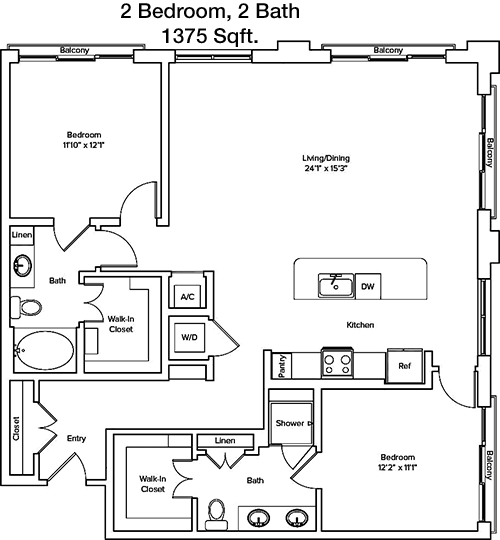 1,375 sq ft floorplan layout