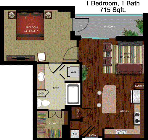 715 sq ft floorplan layout
