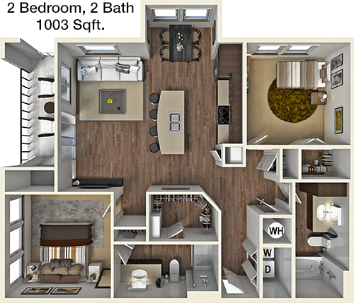 1,003 sq ft floorplan layout