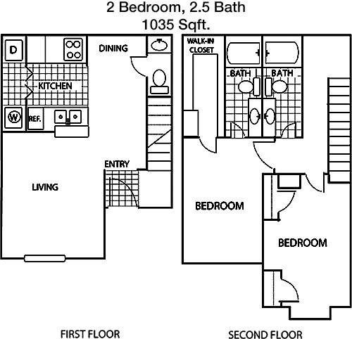 1,035 sq ft floorplan layout