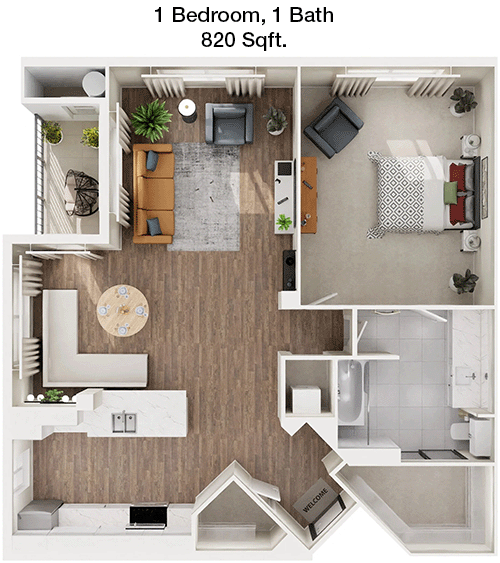 820 sq ft floorplan layout