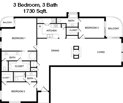 1,730 sq ft floorplan layout