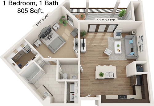 805 sq ft floorplan layout