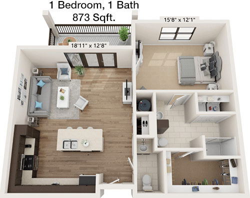873 sq ft floorplan layout