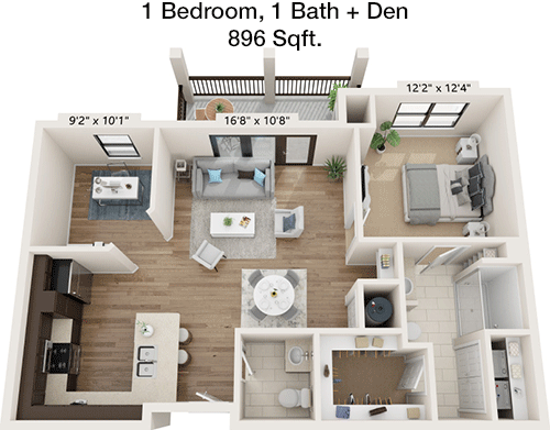 896 sq ft floorplan layout