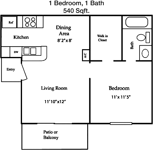 540 sq ft floorplan layout
