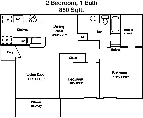 850 sq ft floorplan layout