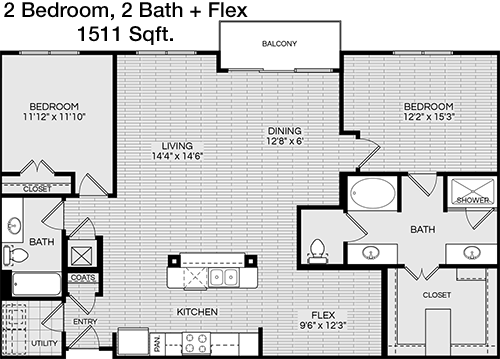 1,511 sq ft floorplan layout