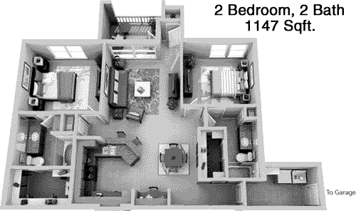 1,147 sq ft floorplan layout