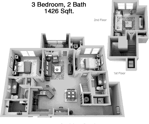1,426 sq ft floorplan layout