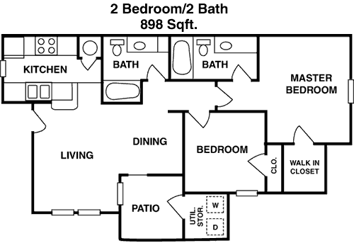 898 sq ft floorplan layout