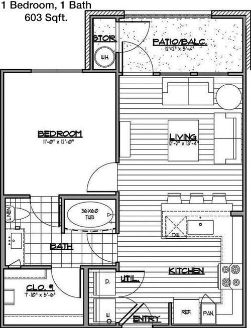603 sq ft floorplan layout