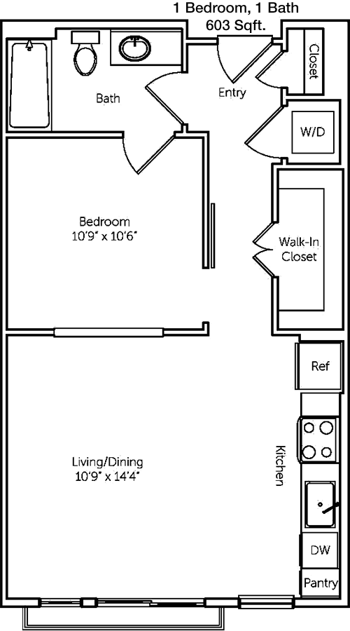 603 sq ft floorplan layout