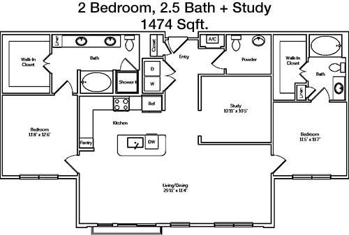 1,474 sq ft floorplan layout