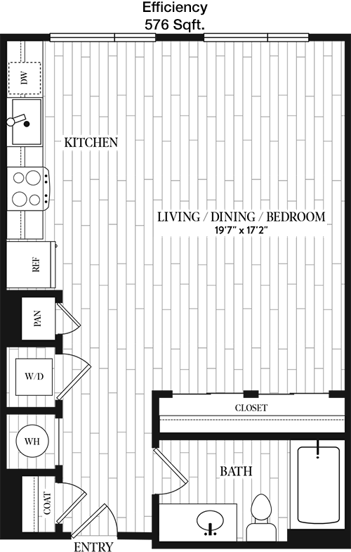 576 sq ft floorplan layout