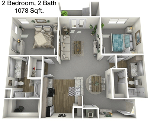1,078 sq ft floorplan layout