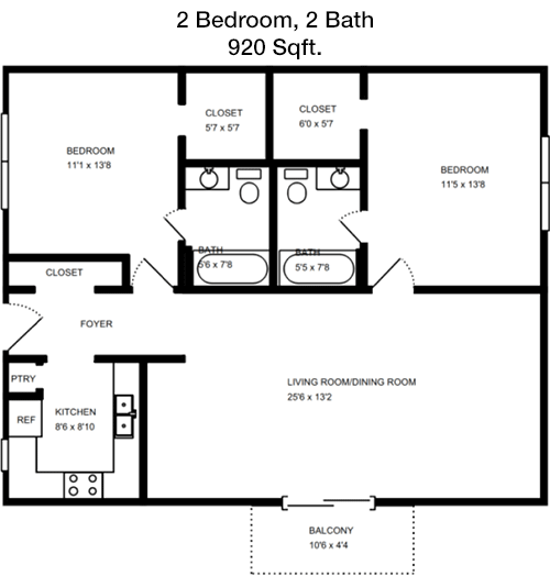 920 sq ft floorplan layout