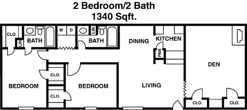 1,340 sq ft floorplan layout