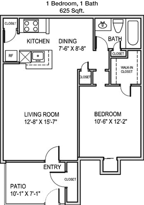 625 sq ft floorplan layout
