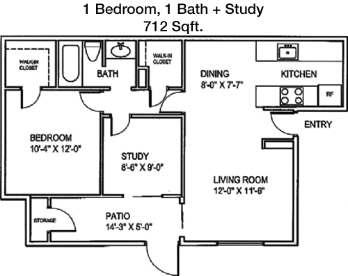 712 sq ft floorplan layout