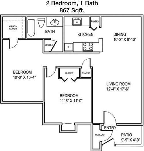 867 sq ft floorplan layout