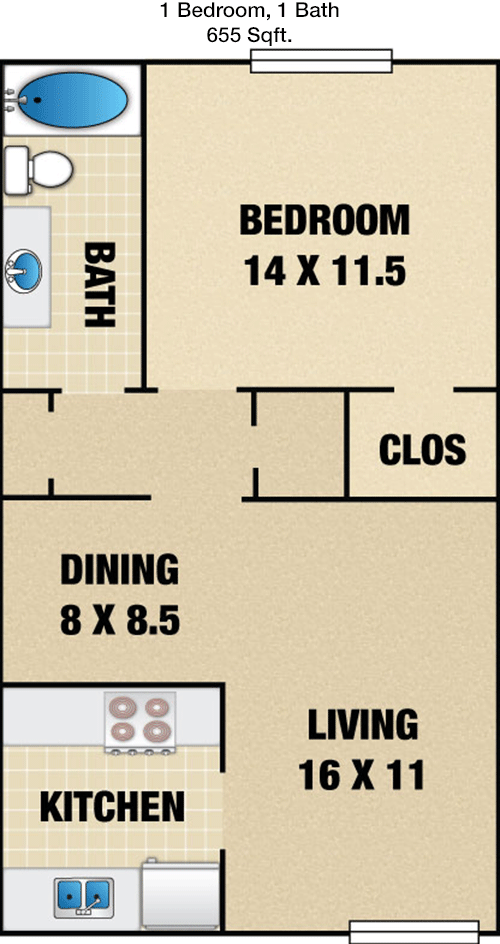 655 sq ft floorplan layout